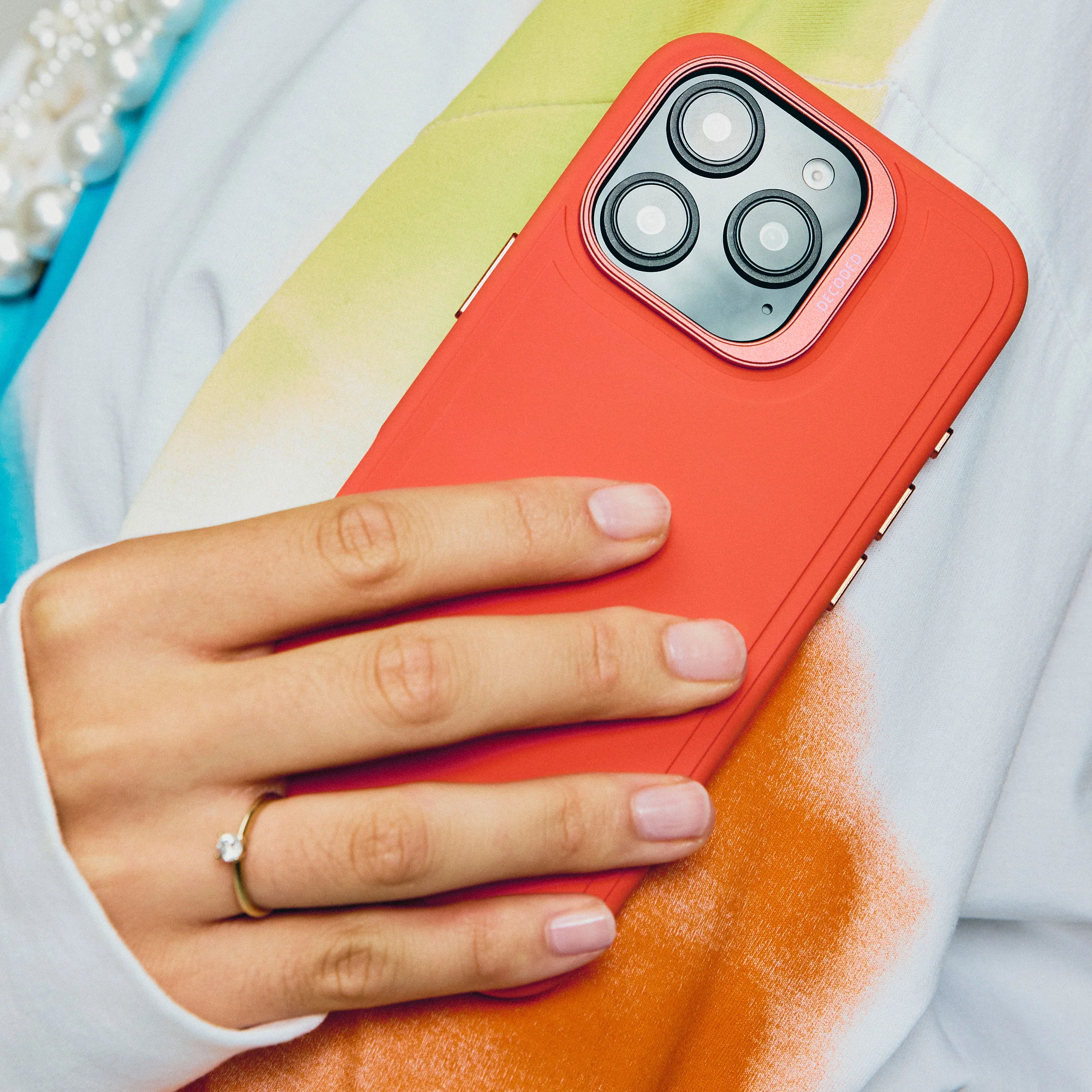 AntiMicrobial Silicone Stacks Case | Tangerine Orange | iPhone 16 Pro | D25IPO16PBCST9TE - Image 3