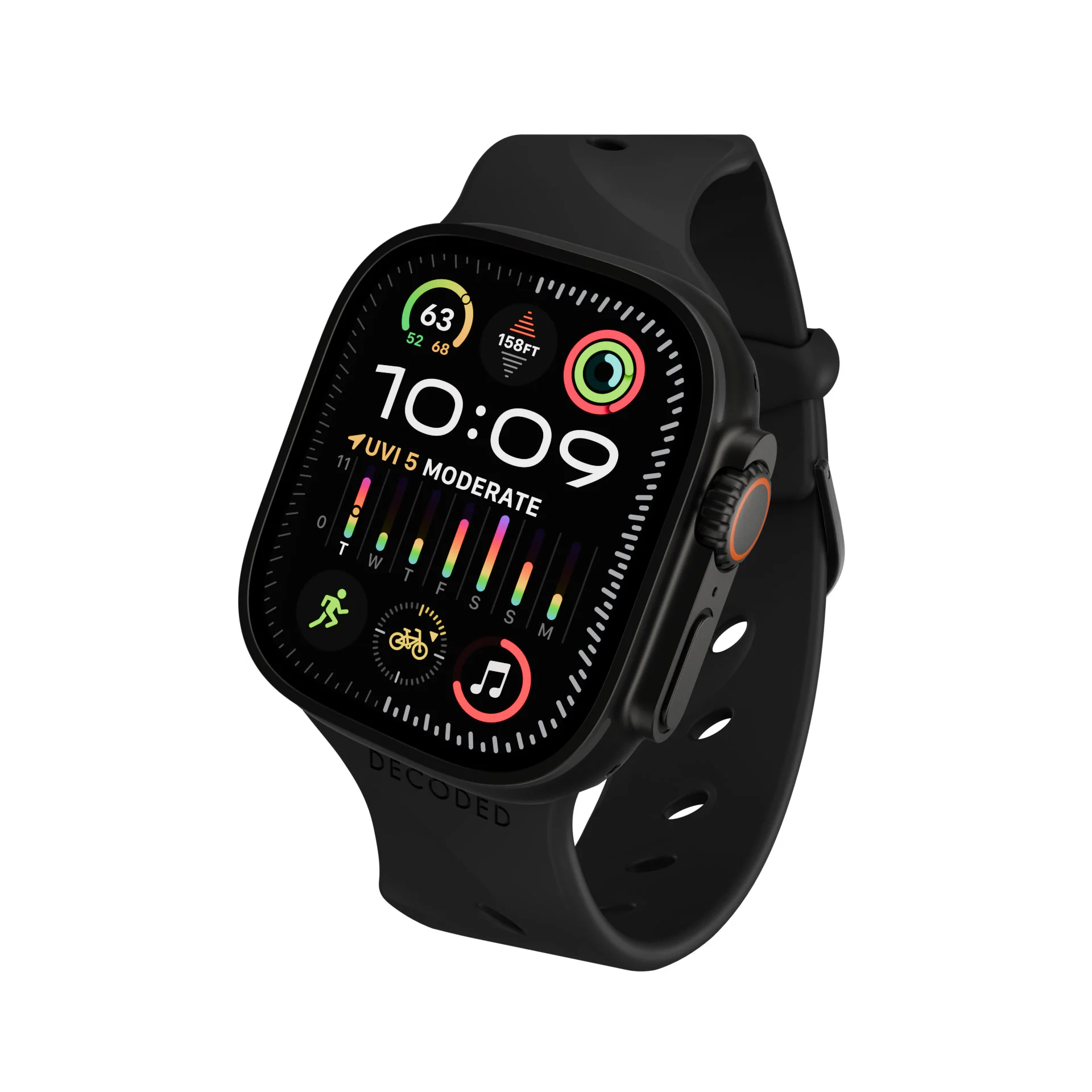 Silicone Ares Splice Buckle Watch Band | Black | 44mm to 49mm | D26AWS46ABS2BK - Image 5